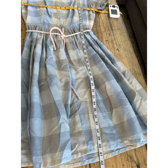 Vintage Handmade Women's Blue Short Sleeve Midi Dress, vintage dress,‎ handmade - Picture 2 of 7